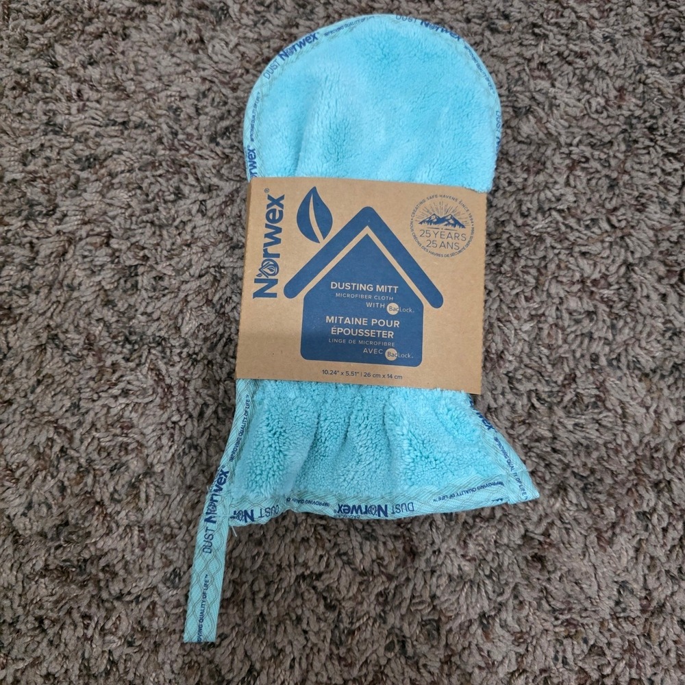 Norwex Dusting Mitt Green Microfiber BacLock Cleaning Cloth New